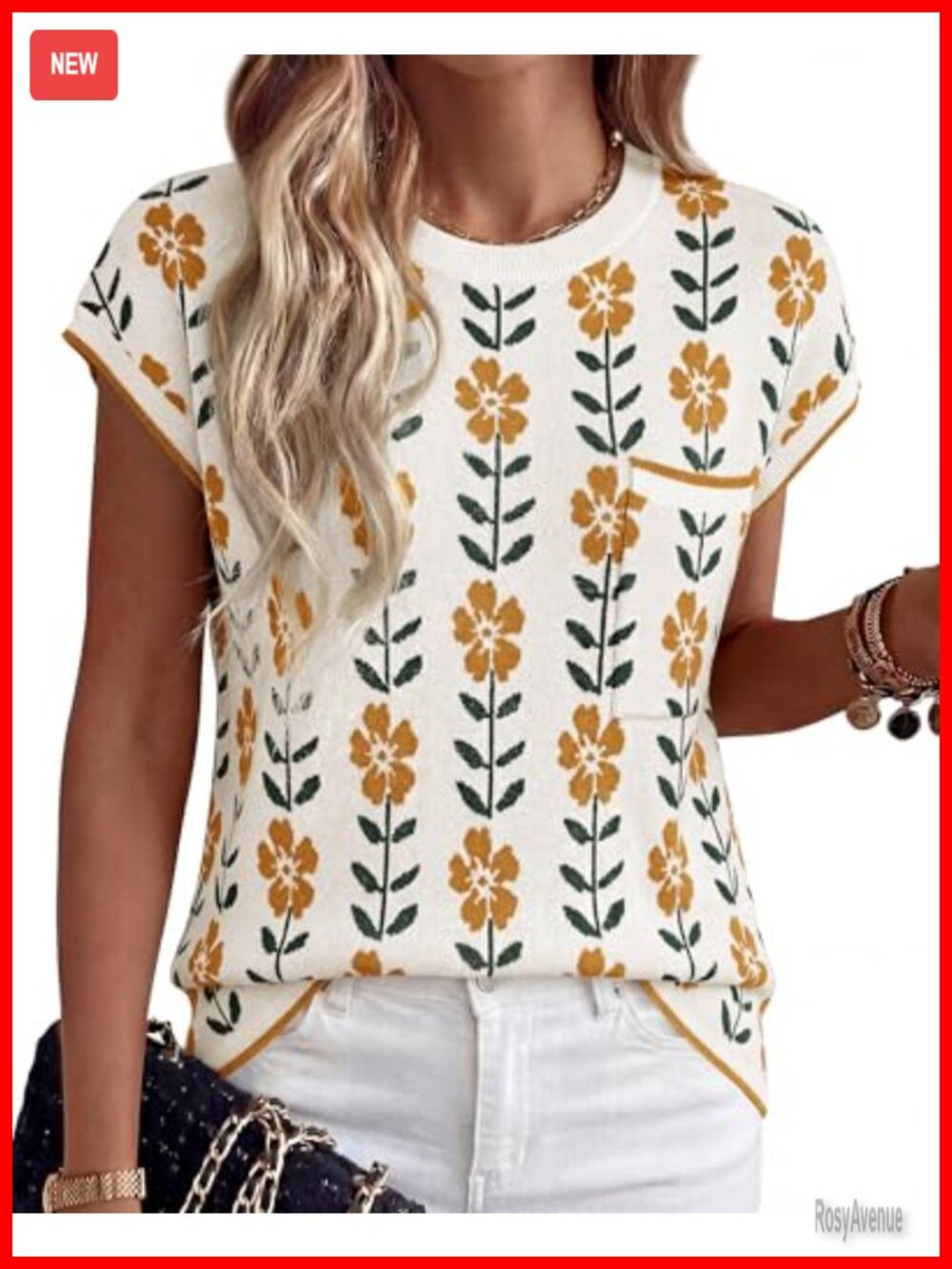 Crochet Sweater Top for Women Short Sleeve Knit Pullover